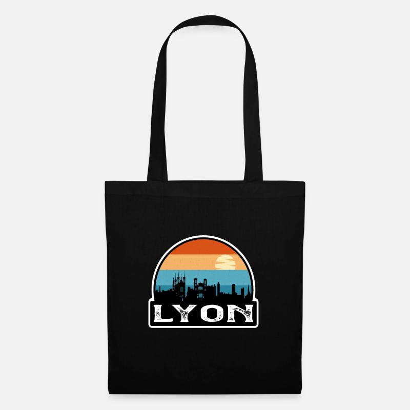 Lyon Frankreich Flagge Skyline Reisesouvenir - Stoffbeutel - Schwarz