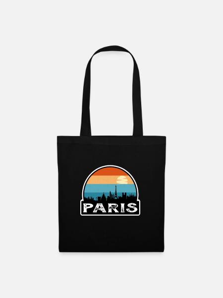 Paris Frankreich Flagge Skyline Reisesouvenir - Stoffbeutel - Schwarz
