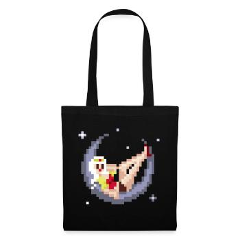 Pixel Pinup: Girl on the Moon - Tote Bag - black - Front