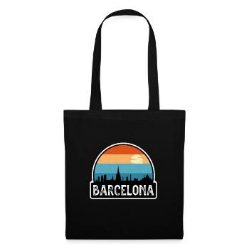 Barcelona Spain Flag Skyline Travel Souvenir - Tote Bag - black - Front