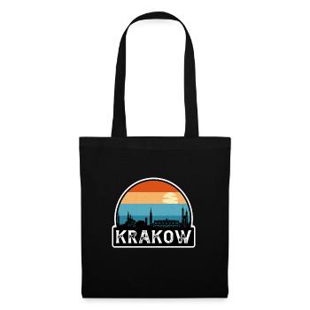 Krakau Polen Flagge Skyline Reisesouvenir - Stoffbeutel - Schwarz - Vorne