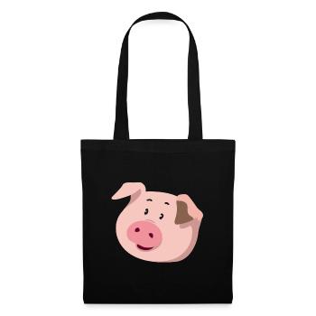 Schweinchen-Kopf – niedliche Tier Illustration - Stoffbeutel - Schwarz - Vorne