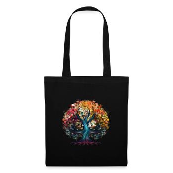Arbre de vie Design artistique coloré - Sac en tissu - noir - Devant