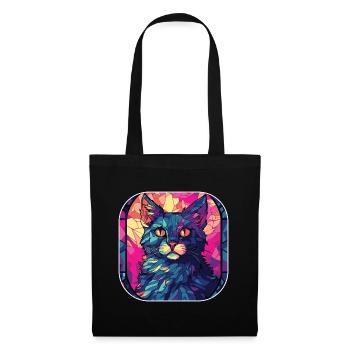 Coloré Manx Cat Race Aquarelle Peinture sur Verre - Sac en tissu - noir - Devant