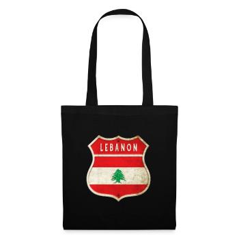 Libanon Wappen Flaggen Design - Stoffbeutel - Schwarz - Vorne