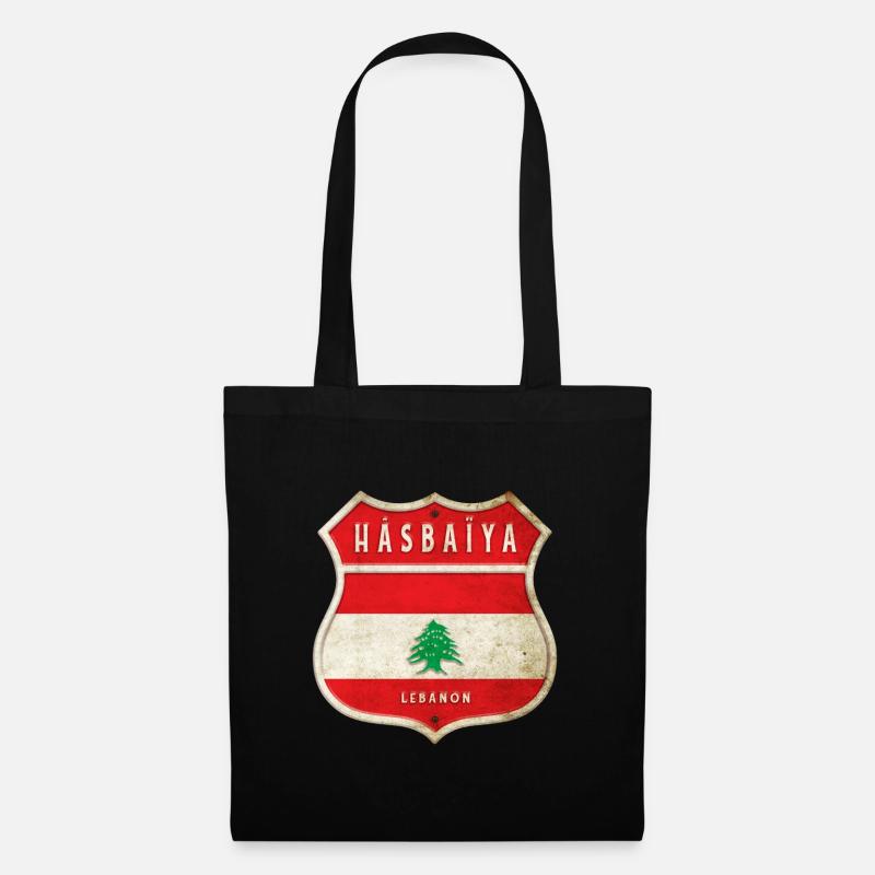 Hasbaiyya Libanon Wappen Flaggen Design - Stoffbeutel - Schwarz