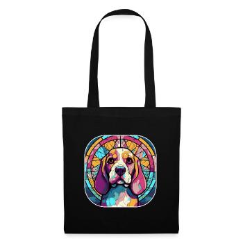 Bunte Beagle Hunderasse Aquarell Glas Paintin - Stoffbeutel - Schwarz - Vorne