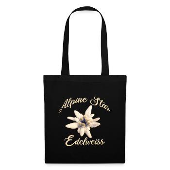 Alpine Star Edelweiss – Alpenblume Design - Stoffbeutel - Schwarz - Vorne