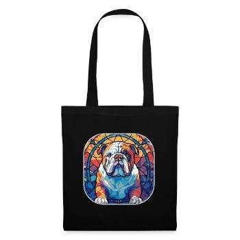 Colorée anglaise Bulldog Dog Race Aquarelle Glas - Sac en tissu - noir - Devant