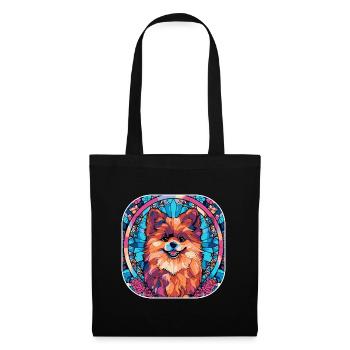 Coloré Poméranie Race de Chien Aquarelle Verre Pai - Sac en tissu - noir - Devant