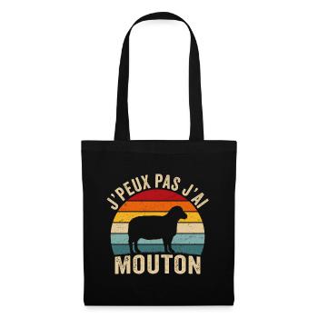 retro j'peux pas j'ai mouton - Sac en tissu - noir - Devant