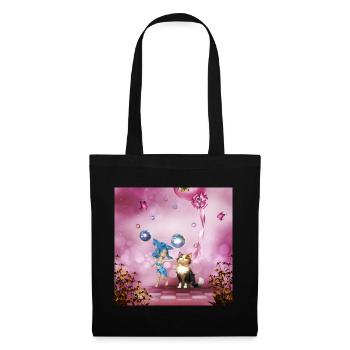 Sweet fairy is playing with cute cat - Tote Bag - black - Front