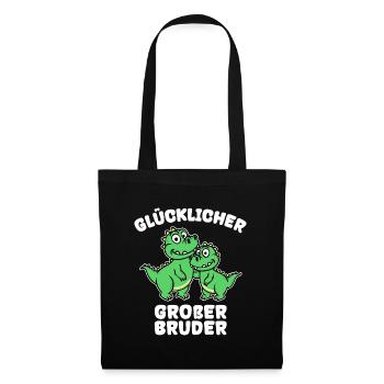 Geschwisterliebe Dino Statement Großer Bruder - Stoffbeutel - Schwarz - Vorne