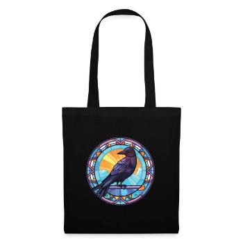 Crow Colorful Watercolor Animal Pet Illustration - Tote Bag - black - Front