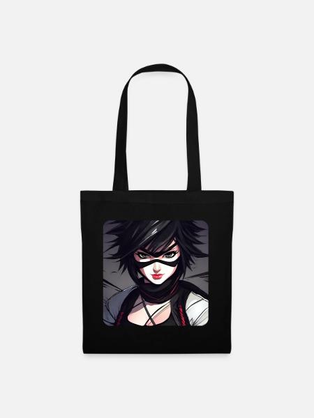 Anime Ninja Mädchen - Stoffbeutel - Schwarz