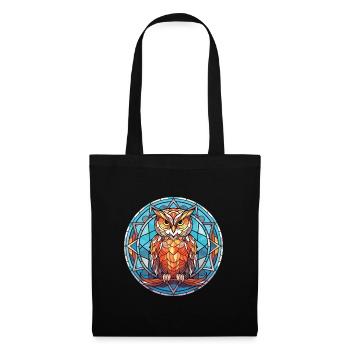 Hibou Aquarelle colorée Animal Animal Illustration - Sac en tissu - noir - Devant