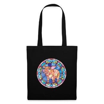 Pig Colorful Watercolor Animal Pet Illustration - Tote Bag - black - Front