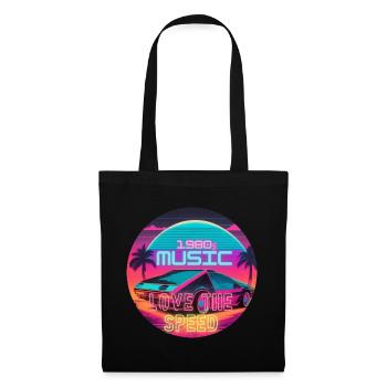 1980s Car Motive Retro Arcade Style - Stoffbeutel - Schwarz - Vorne