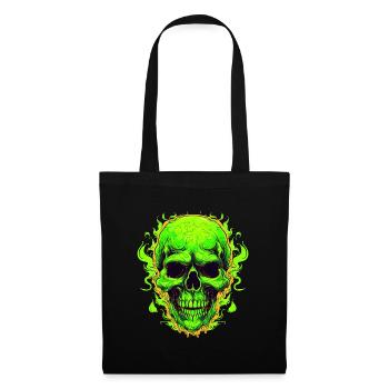 Conception du crâne des flammes néon - Sac en tissu - noir - Devant