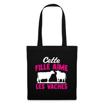 Cette fille aime les vaches - Sac en tissu - noir - Devant