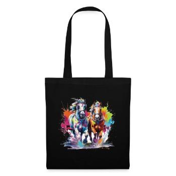 cheval, horse - Sac en tissu - noir - Devant