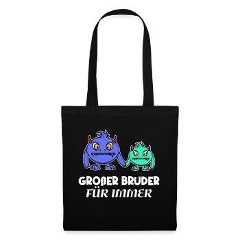 Bro Großer Bruder Statement Geschwisterliebe - Stoffbeutel - Schwarz - Vorne
