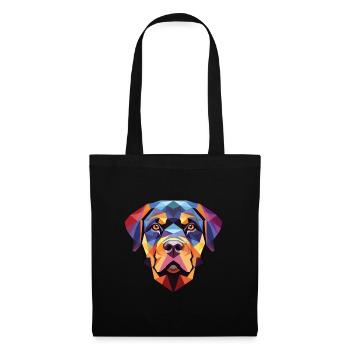 Rottweiler Hund Buntes Aquarell Tier Karikatur - Stoffbeutel - Schwarz - Vorne