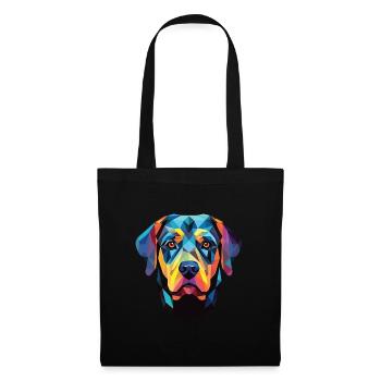 Rottweiler Hund Buntes Aquarell Tier Karikatur - Stoffbeutel - Schwarz - Vorne