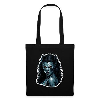 Blue Night Vampire Portrait Wehrwolf Female - Tote Bag - black - Front