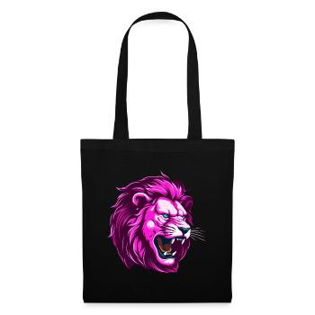 Tête de Lion Rose - Sac en tissu - noir - Devant