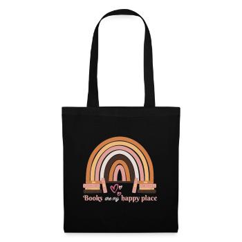 Books Are My Happy Place Bookworm Quote - Tote Bag - black - Front