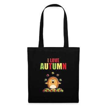 ICH LIEBE DEN HERBST - IGEL - TIER - BLÄTTER - Stoffbeutel - Schwarz - Vorne