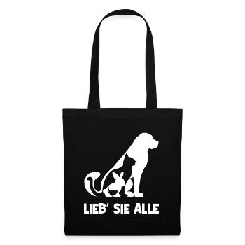 Ich Liebe Tiere Statement Hund Katze Haustiere - Stoffbeutel - Schwarz - Vorne