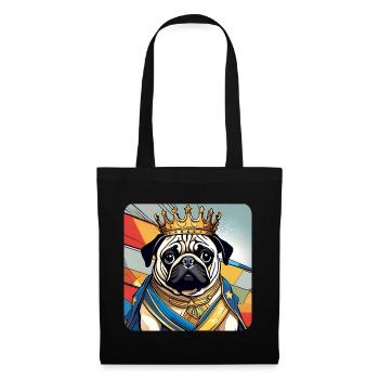 Cute royal pug with crown - Tote Bag - black - Front