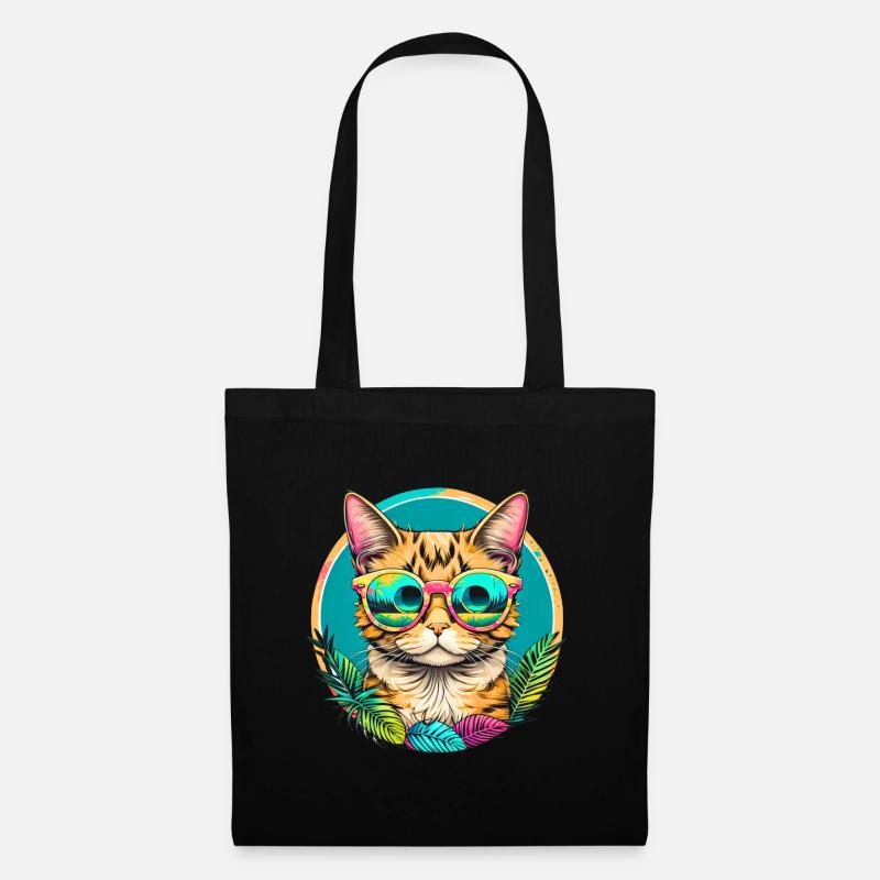 Tropical Cat - Tote Bag - black