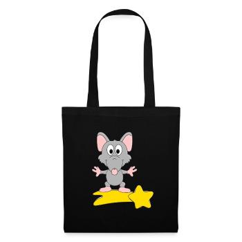 RATTE - STERNSCHNUPPE - STERNE - TIER - TIERISCH - Stoffbeutel - Schwarz - Vorne