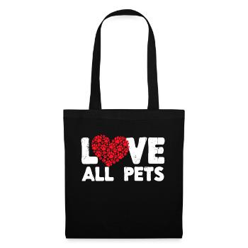 I Love Pets Heart Animals Statement Pet - Tote Bag - black - Front