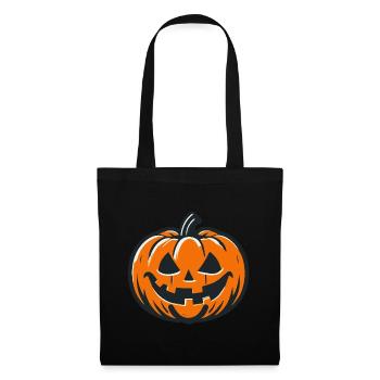 Halloween-Kürbis - Stoffbeutel - Schwarz - Vorne