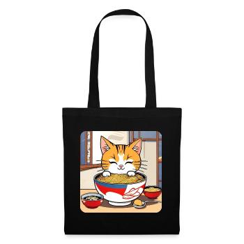 Mignon chat asiatique et nouilles ramen - Sac en tissu - noir - Devant