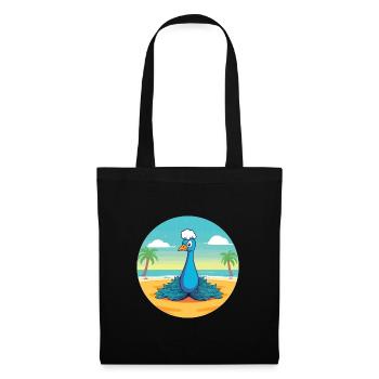 Pfauenkarikatur Yoga Strand Sommer Illustration - Stoffbeutel - Schwarz - Vorne