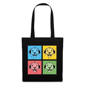 Hundeliebhaber Hunde Geschenk Pop Art Puggle - Stoffbeutel - Schwarz - Vorne