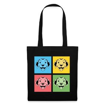 Hundefreund Hund Haustier Geschenk Pop Art Puggle - Stoffbeutel - Schwarz - Vorne