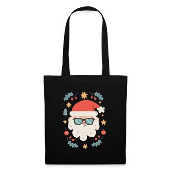 Cooler Weihnachtsmann mit Brille - Stoffbeutel - Schwarz - Vorne