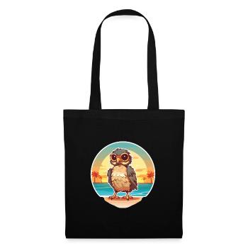 Hawk Funny Cartoon Kawaii Beach Illustration - Sac en tissu - noir - Devant