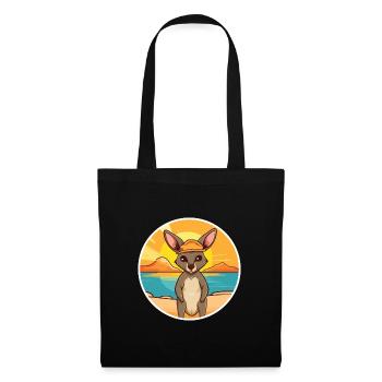 Kangaroo Funny Cartoon Kawaii Beach Illustration - Tote Bag - black - Front