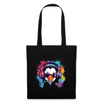 Penguin with headphones, penguins, animals, zoo animals - Tote Bag - black - Front