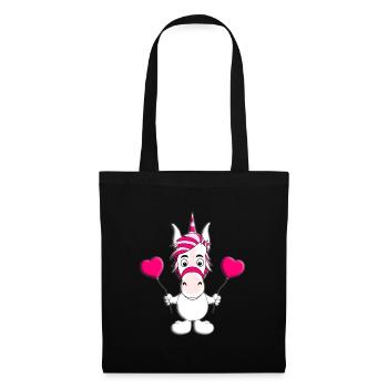 LIEBE - EINHORN - HERZEN - LUFTBALLONS - LOVE - Stoffbeutel - Schwarz - Vorne