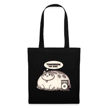 Fitnessmuffel Katze - Stoffbeutel - Schwarz - Vorne