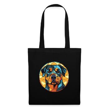 Rottweiler Chien Aquarelle Colorée Animal Cartoon - Sac en tissu - noir - Devant