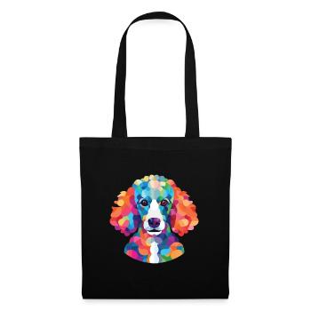 Caniche Chien Aquarelle Colorée Animal Illustration - Sac en tissu - noir - Devant